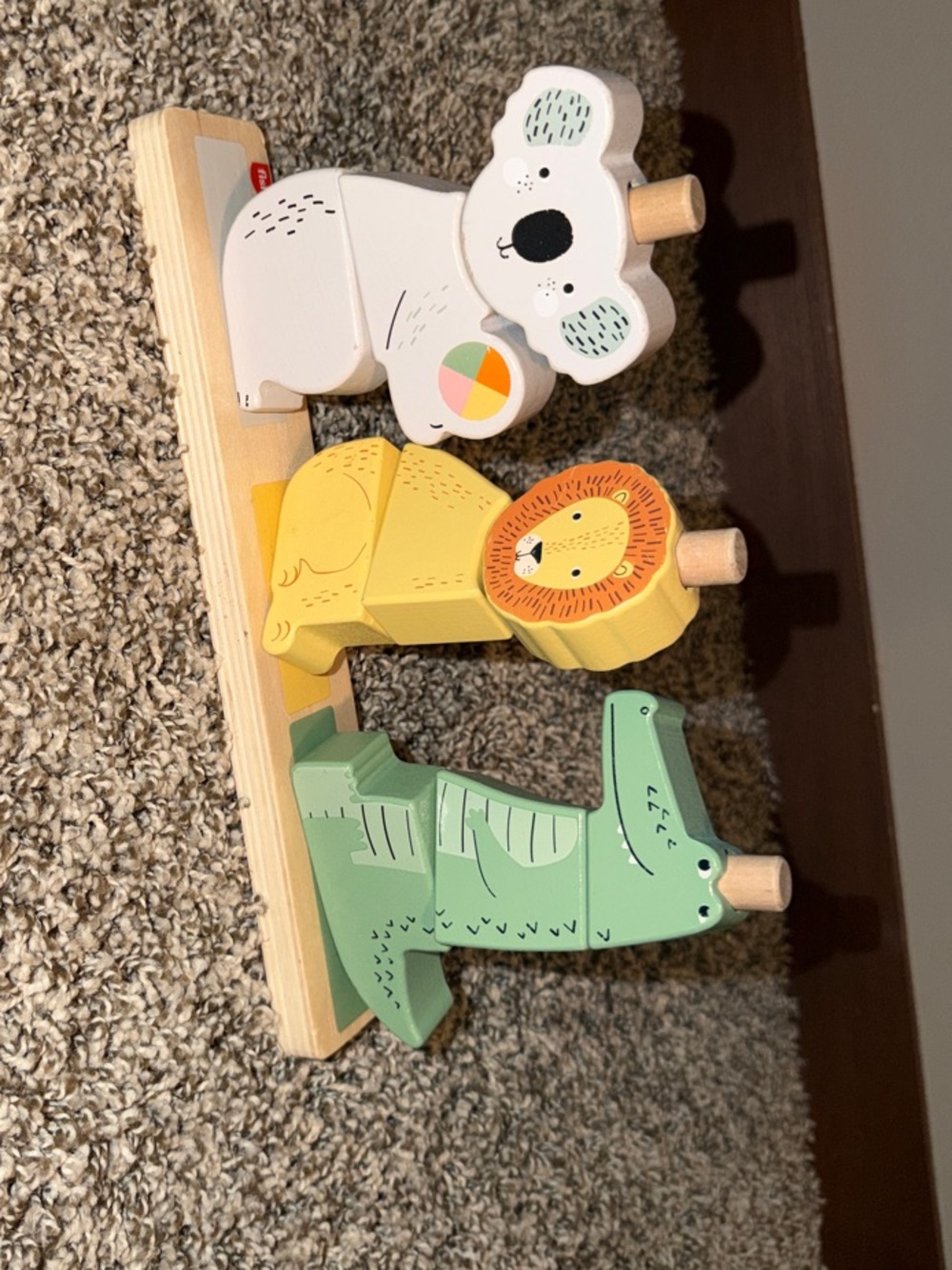 Fisher-Price Wooden Stacking Animals - Green, Yellow, White